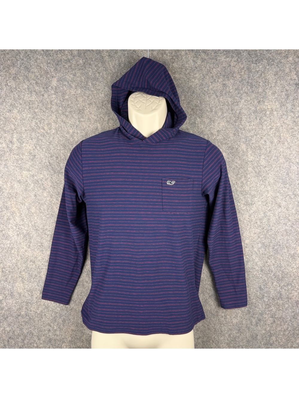Vineyard Vines Edgartown Pocket T Shirt Hoodie Navy Blue Red Boys Medium 423